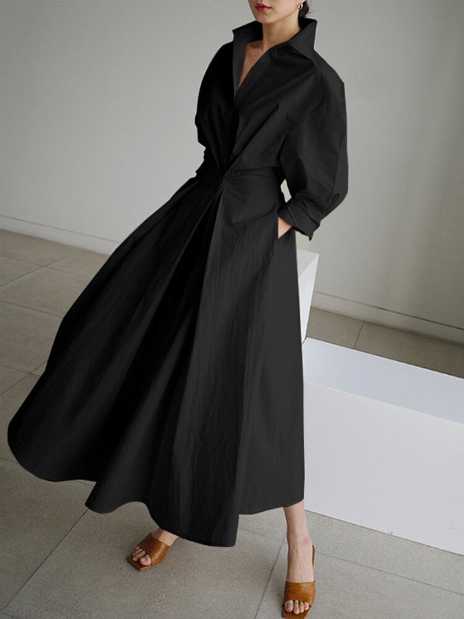 Skräddarsydd Skjortklänning – Minimalistisk Styrka med Naturlig Grace
