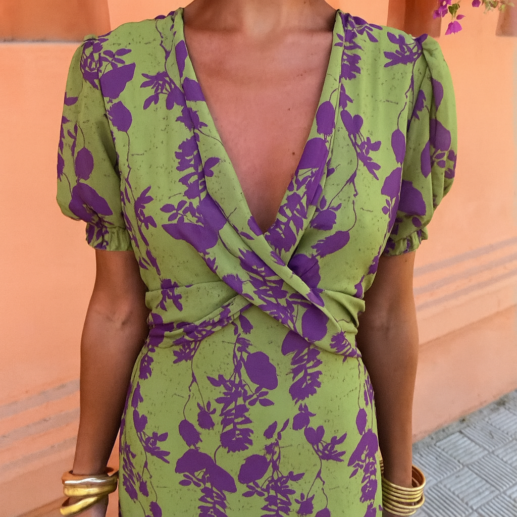 Omlottklänning med Puffärm – Stilfull Elegans med Vintagekänsla