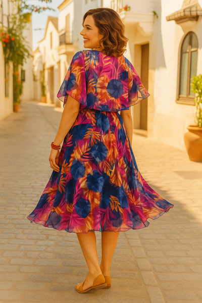 Chiffon Midi Klänning – Lätt, Livlig & Redo att Snurra