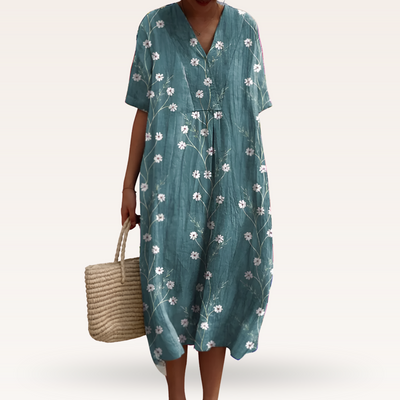 Daisy Print Midi Klänning – Enkel Glädje, Lätt Elegans