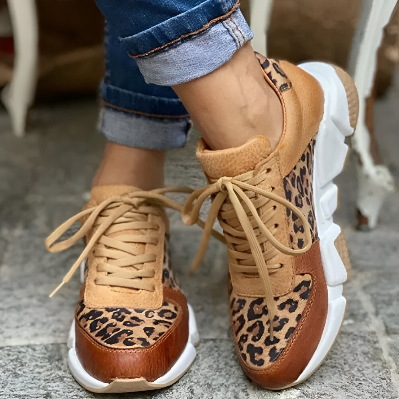 Patricia – Leopardmönstrade träningsoverallsbyxor