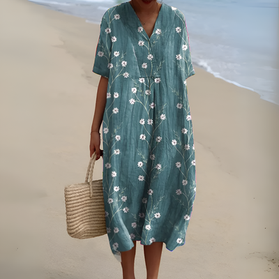 Daisy Print Midi Klänning – Enkel Glädje, Lätt Elegans